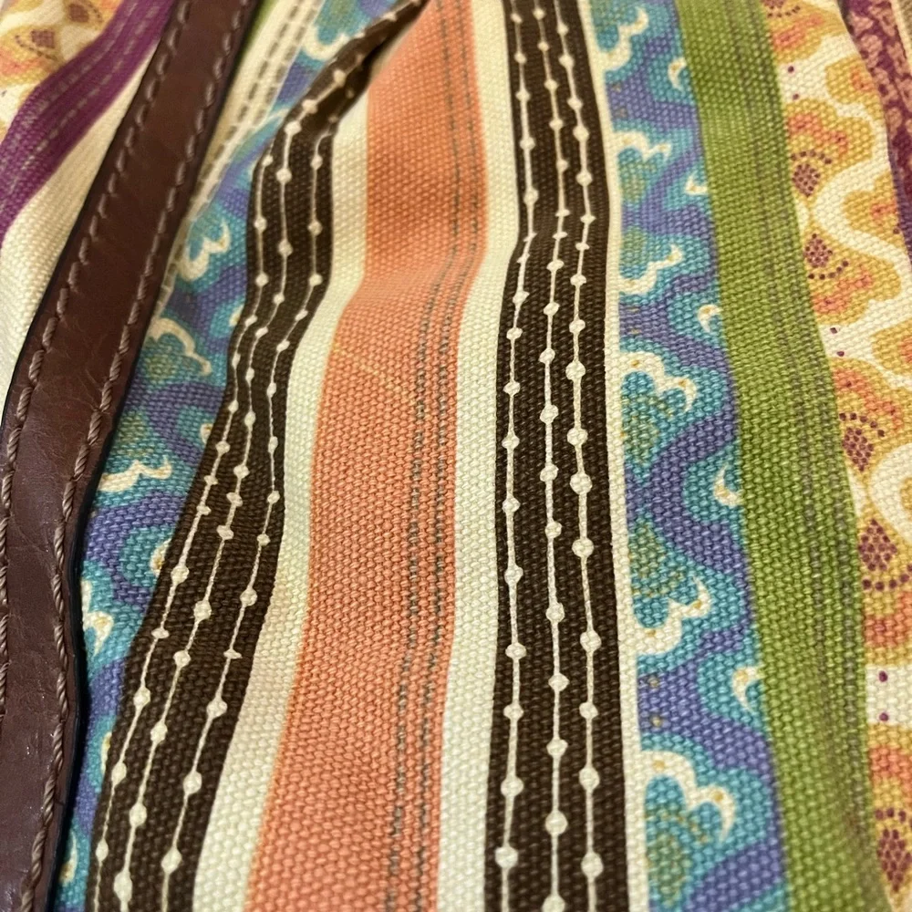 Fossil Striped Multicolor Patchwork Fabric/Leather Boho Shoulder Bag